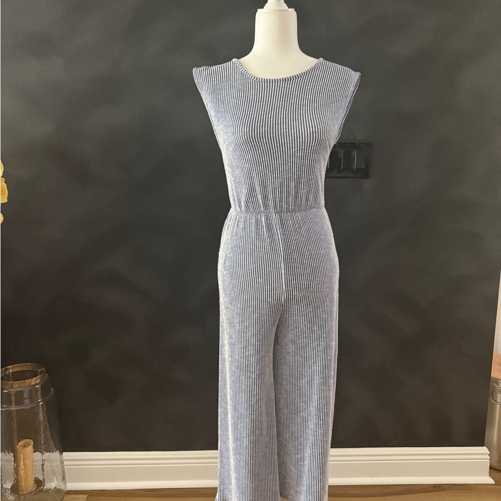 Blue and White Soft Jumpsuit